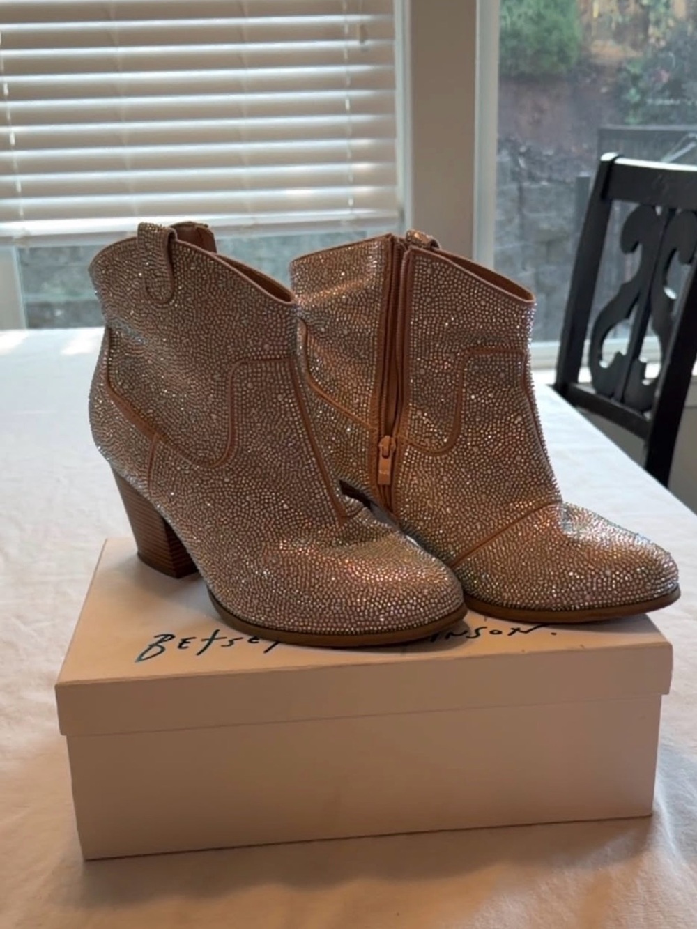 Disco Rose Gold Crystal Ankle Booties